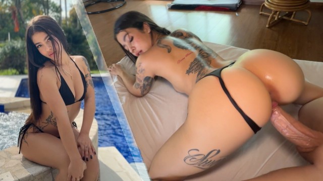 Güzel Kolombiyalı genç kız Anna Cherry7 ile havuz günü ve sert seks